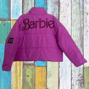 NWT Barbie Hot Pink Puffer Jacket w/ Embroidery – Zip & Snap Closure – Size XXL